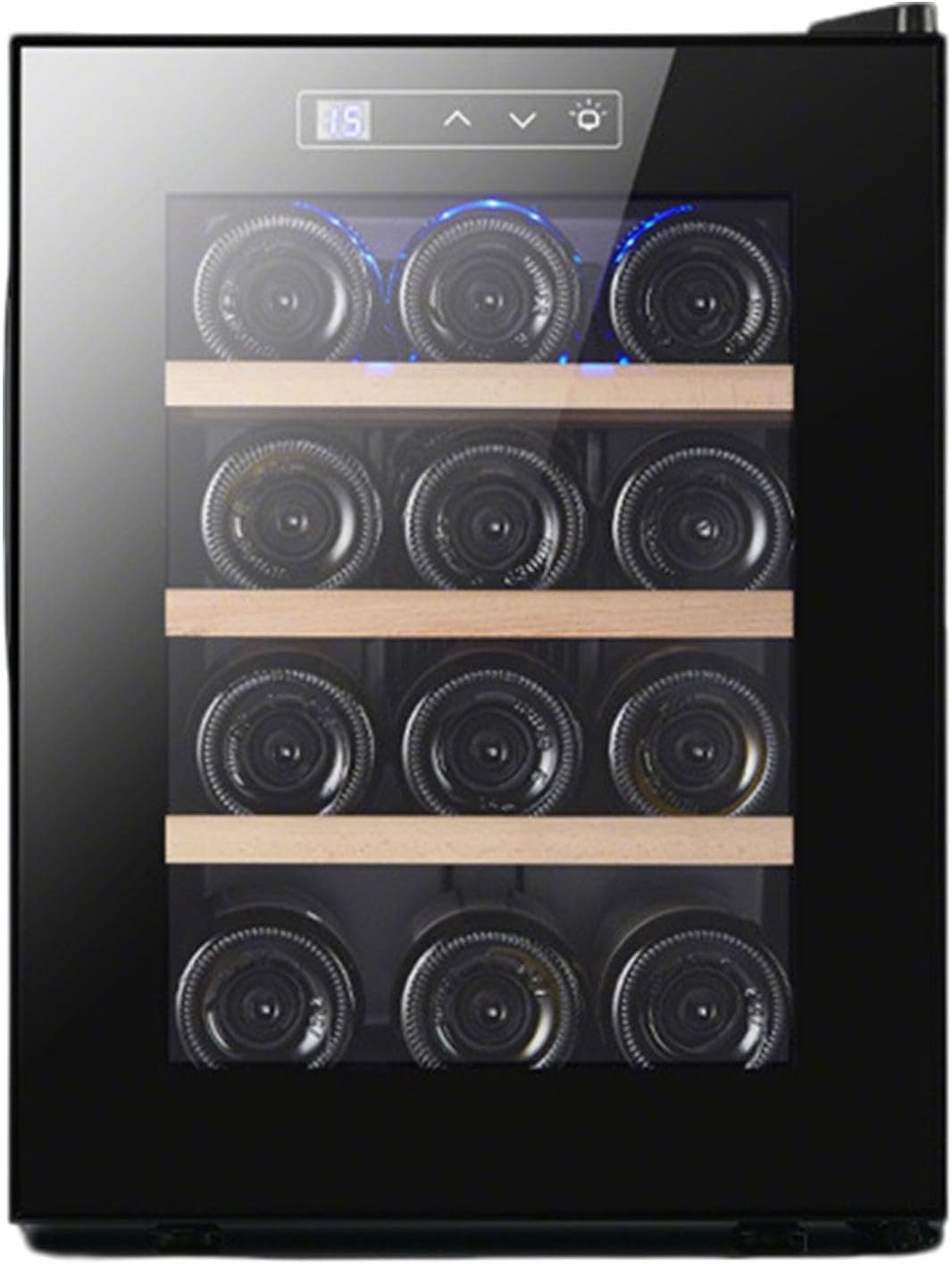 Cantinetta vino, GLWABOMARS, 32 L, 12 Bottiglie, 345x502x465 mm, Nero, illuminazione LED, protezione UV