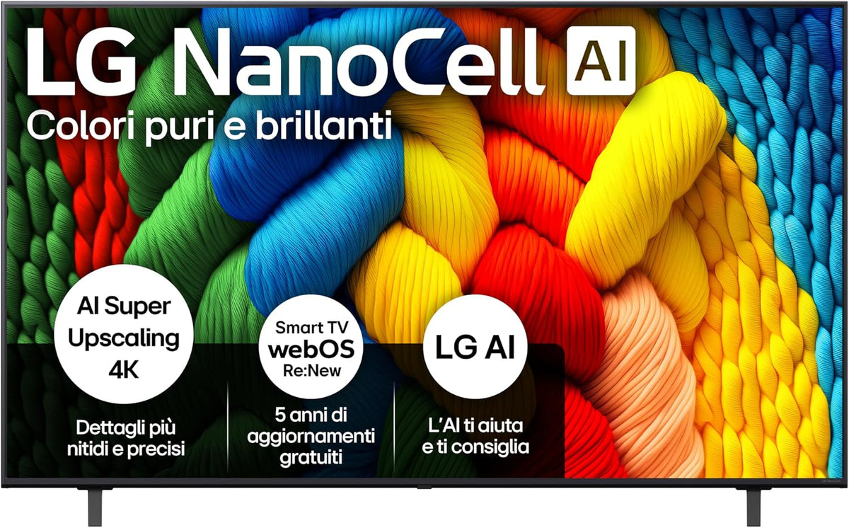 Smart TV, 65NANO80A6B, LG, 65 Pollici, Nero, telecomando