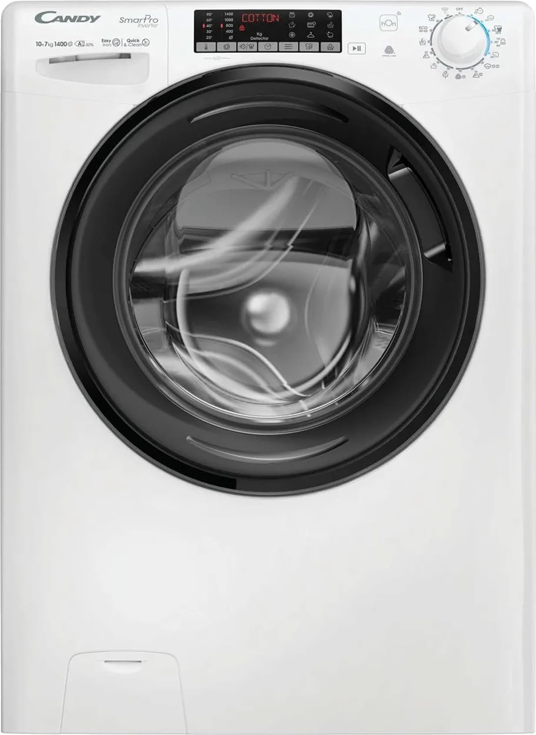 CANDY, Lavasciuga, CSOW41076TWMB0-S, 7 Kg, 1400 Giri/min, 51 L, Bianco, acciaio inox, illuminazione LED, Bluetooth, Wi-Fi, motore inverter