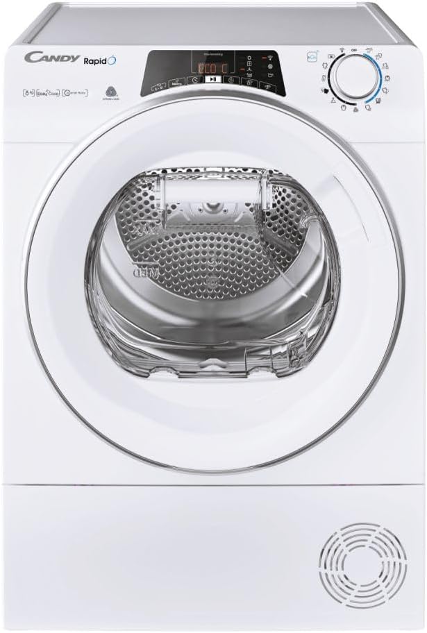 Candy Brush, Asciugatrice, 585x585 cm, 8 Kg, Bianco, Bluetooth, Wi-Fi, motore inverter, pompa di calore