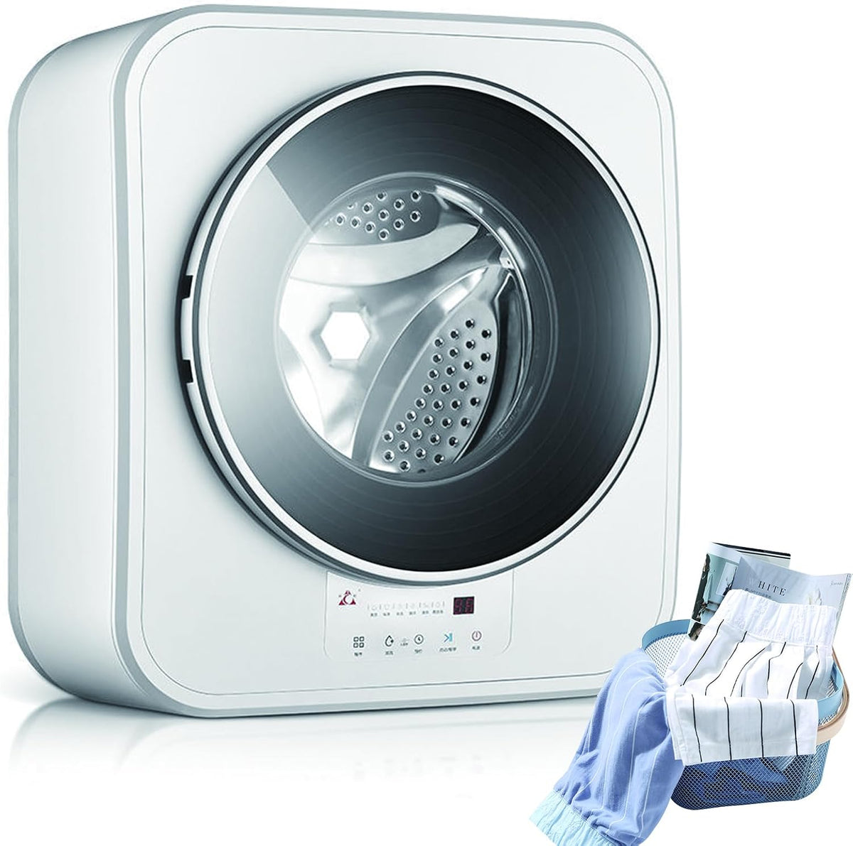 Lavatrice, 3 KG, 800 W, 605 x 550 x 342 mm, Bianco, illuminazione LED