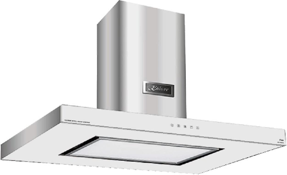 Cappa aspirante, Kaiser, 9434 W, 90 cm, 1250 m³/h, Bianco/Argento, acciaio inox, illuminazione LED, telecomando, timer