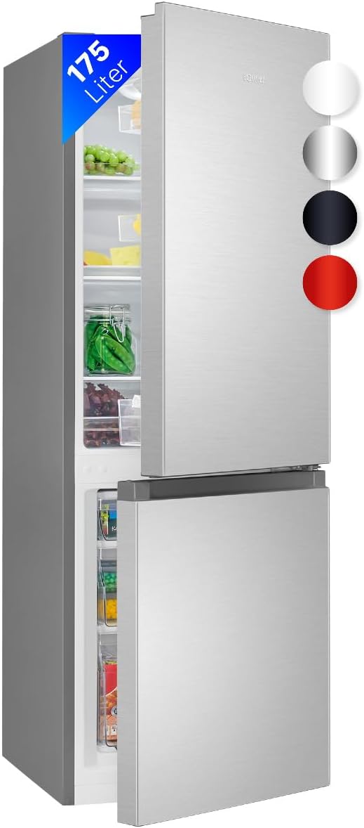 Bomann, Frigorifero, KG320-2, 175 L, Argento, 3 cassetti, illuminazione LED