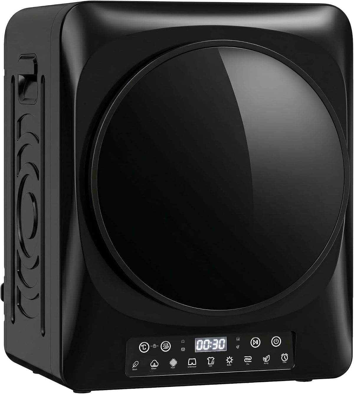Asciugatrice, HOMCOM, 5 kg, 1000 W, 49x43x61 cm, Nero, acciaio inox, illuminazione LED, timer, spegnimento automatico