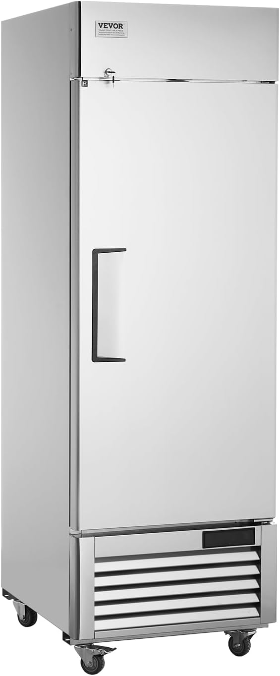 Congelatore, VEVOR, 685 x 800 x 2110 mm, 547 L, 15°C, Argento, acciaio inox