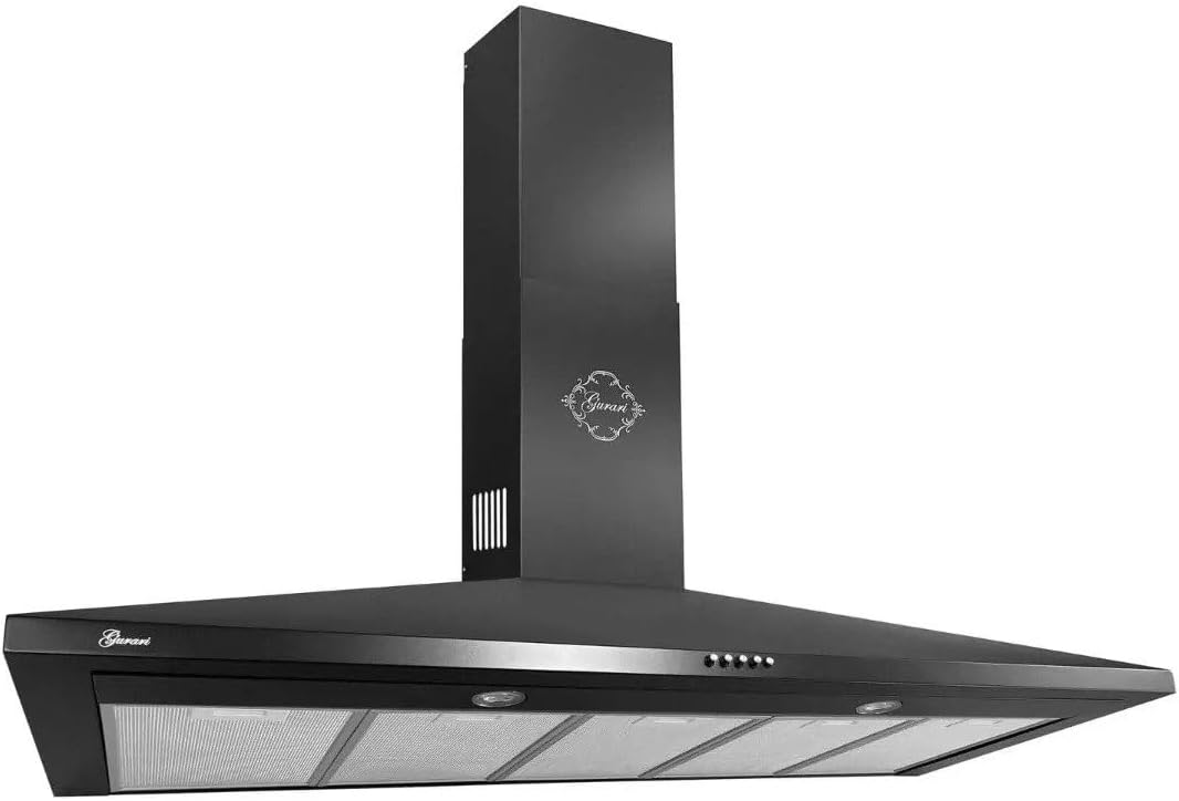 Cappa aspirante, GURARI, 120 cm, 1000 m³/h, 54 dB, Nero, illuminazione LED