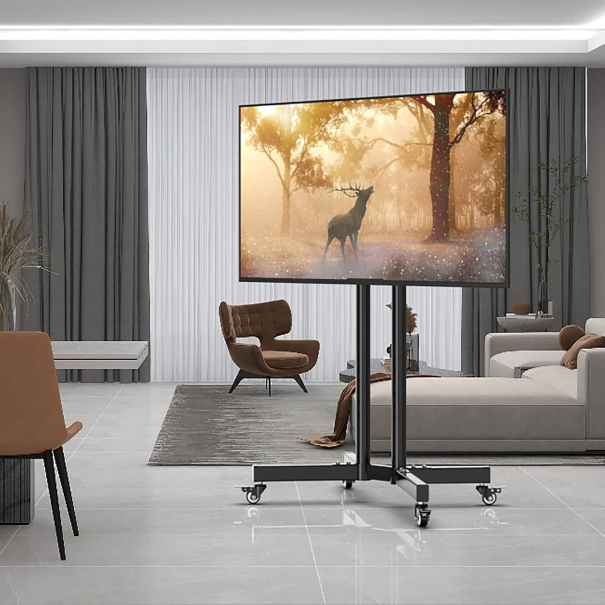 Smart TV, BHGFYXBS, 65 Pollici, 600x400 mm, 100 kg, Nero, altezza regolabile, illuminazione LED