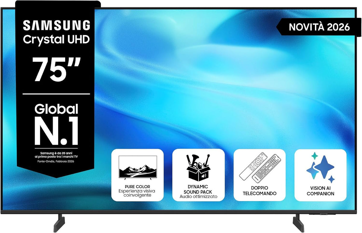 Samsung, Smart TV, UE75U8090HUXZT, 166,81 x 100,79 x 28,00 cm, 75 pollici, Nero, telecomando