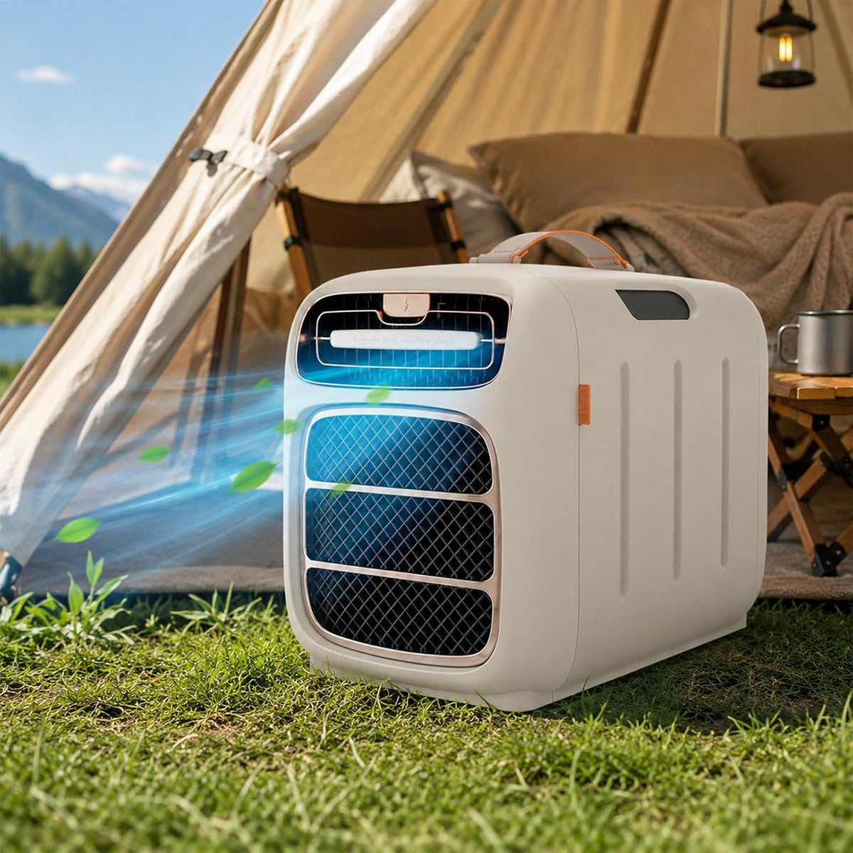 QJJML, Condizionatore portatile, 1400 W, 490×265×336 mm, 16-32 °C, Bianco, illuminazione LED, telecomando, timer