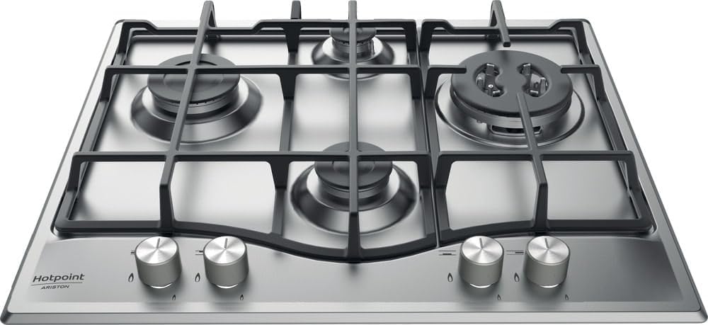 Hotpoint, Piano cottura, 240 V, 600 mm, Nero, acciaio inox