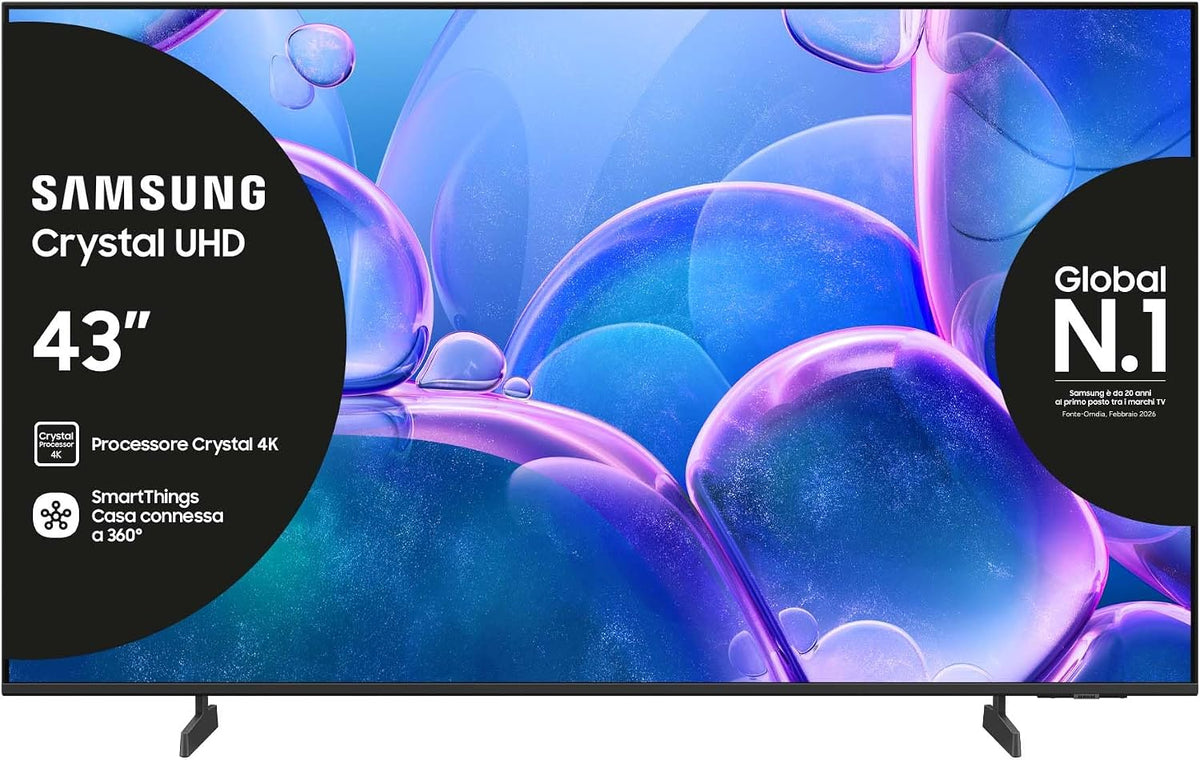 Smart TV, UE43U7000FUXZT, Samsung, 95,78 x 55,88 x 7,63 cm, 43 pollici, Nero, telecomando