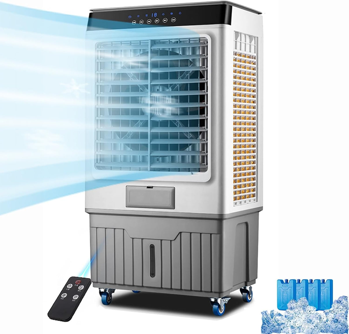 LIPJIA, Condizionatore portatile, 60 litri, 15000 m³/h, 23000 m³/h, Bianco, telecomando, timer