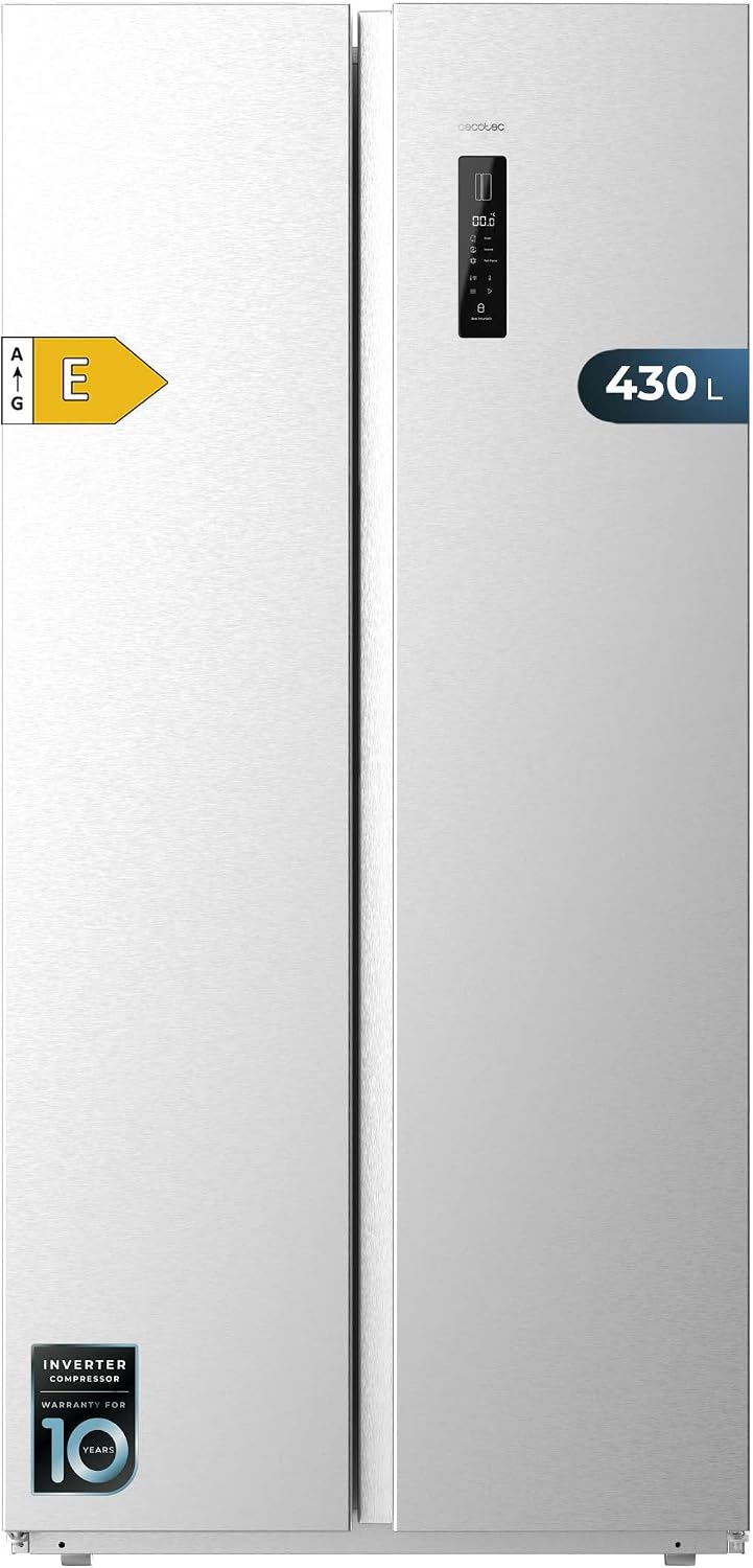 Cecotec, Frigorifero combinato, 430 L, 176 cm, 84 cm, Argento, No Frost, motore inverter