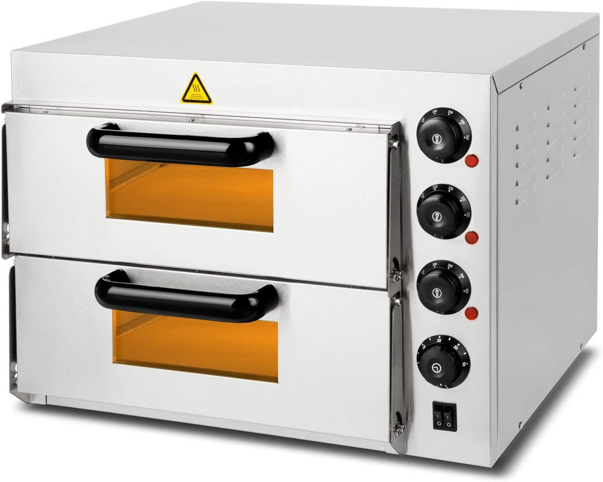 Forno per pizza, vertes, 3000 W, 350 °C, 415x400x120 mm, Argento, acciaio inox, timer