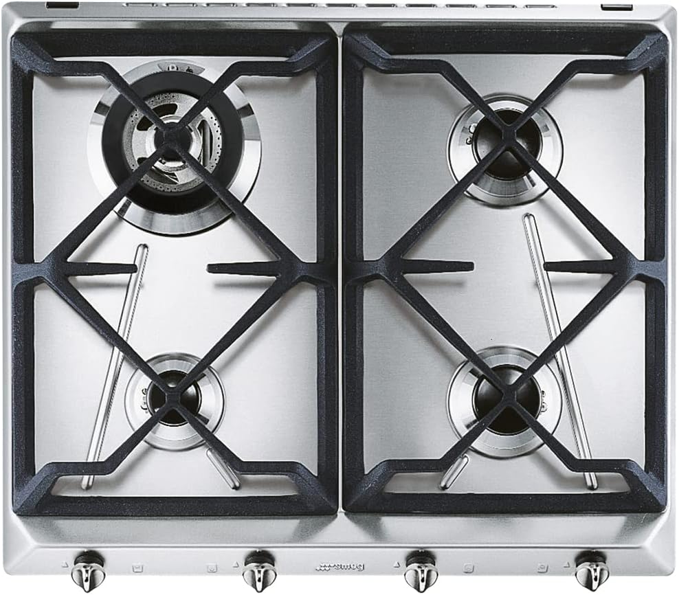 Piano cottura, Smeg, Nero, acciaio inox