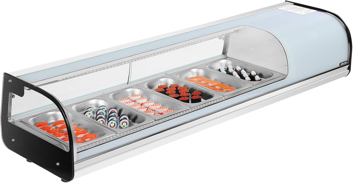 VEVOR, Frigorifero, 62 L, 8 °C, Bianco, acciaio inox, illuminazione LED
