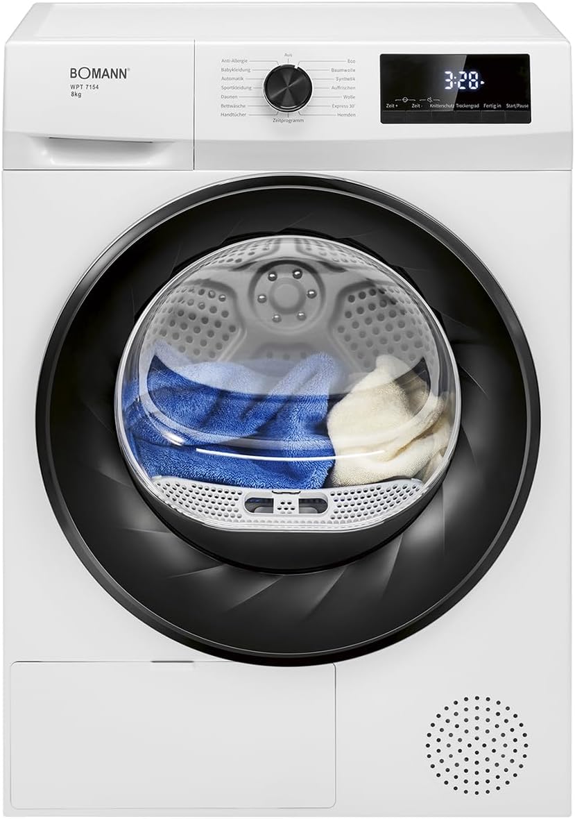 Bomann, Asciugatrice, 8 kg, Bianco, pompa di calore