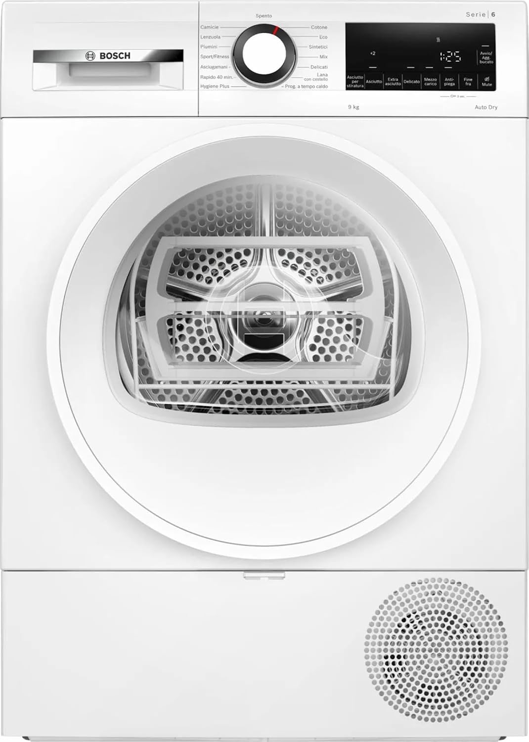 Bosch, Asciugatrice, WQG243D6IT, 9 Kg, 613 mm, 598 mm, Bianco, illuminazione LED, pompa di calore