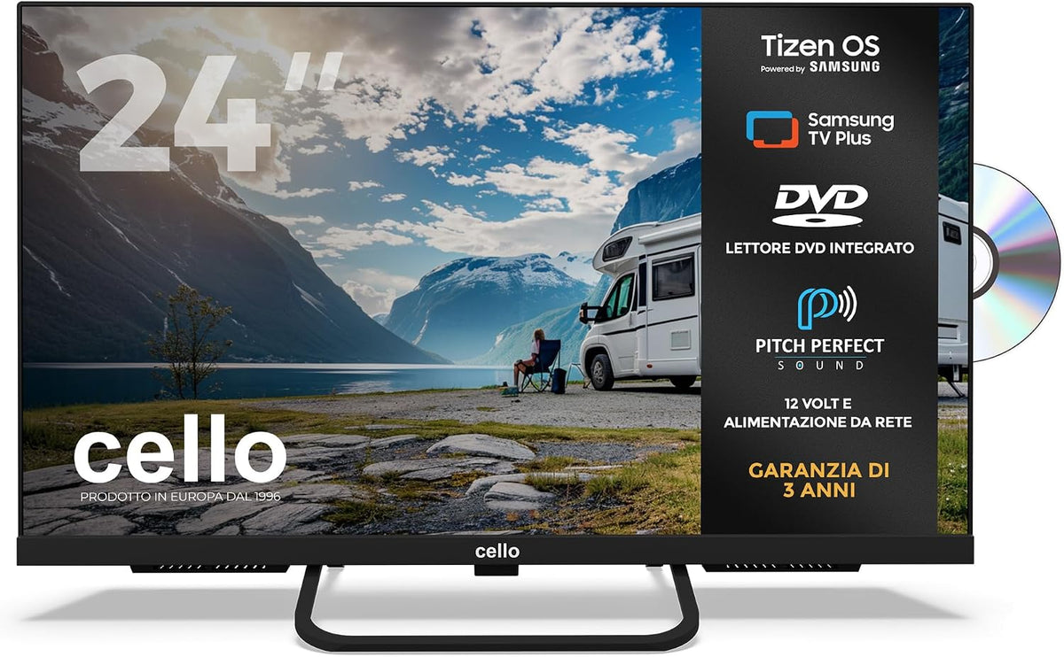 Cello, Smart TV, CTRAV-24TZF, 12 V, 32 pollici, Nero, illuminazione LED, Bluetooth