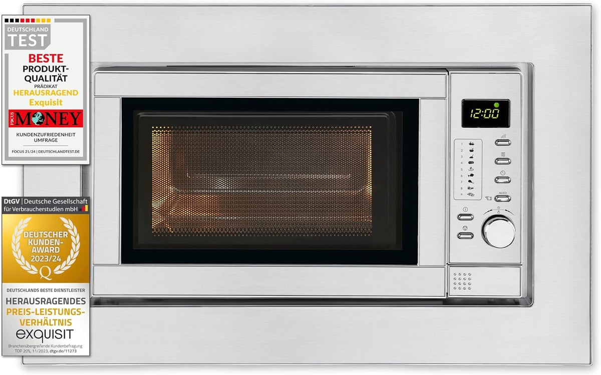 Exquisit, Forno a microonde, 38,4 x 59,5 x 33,5 cm, 24,5 cm, Argento, acciaio inox, timer, funzione grill