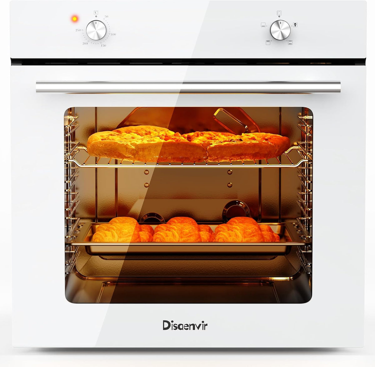 Disaenvir, Forno da incasso, 60 cm, 65 l, 2,2 kW, Bianco, funzione grill, protezione dal surriscaldamento