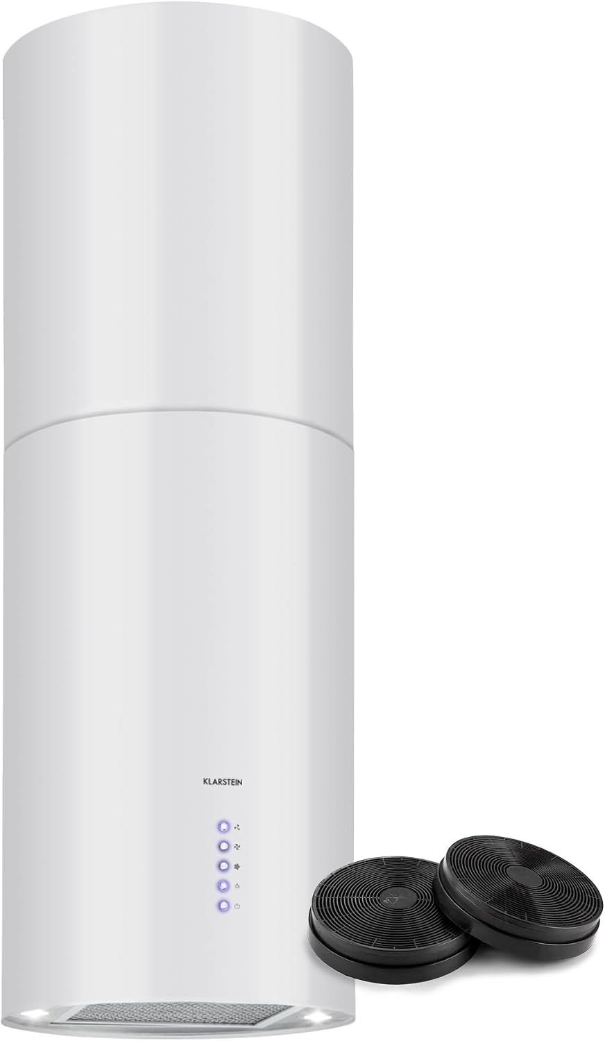 KLARSTEIN, Cappa aspirante, 650 m³/h, 35 x 60 cm, 519 m³/h, Bianco, acciaio inox, illuminazione LED, timer, spegnimento automatico