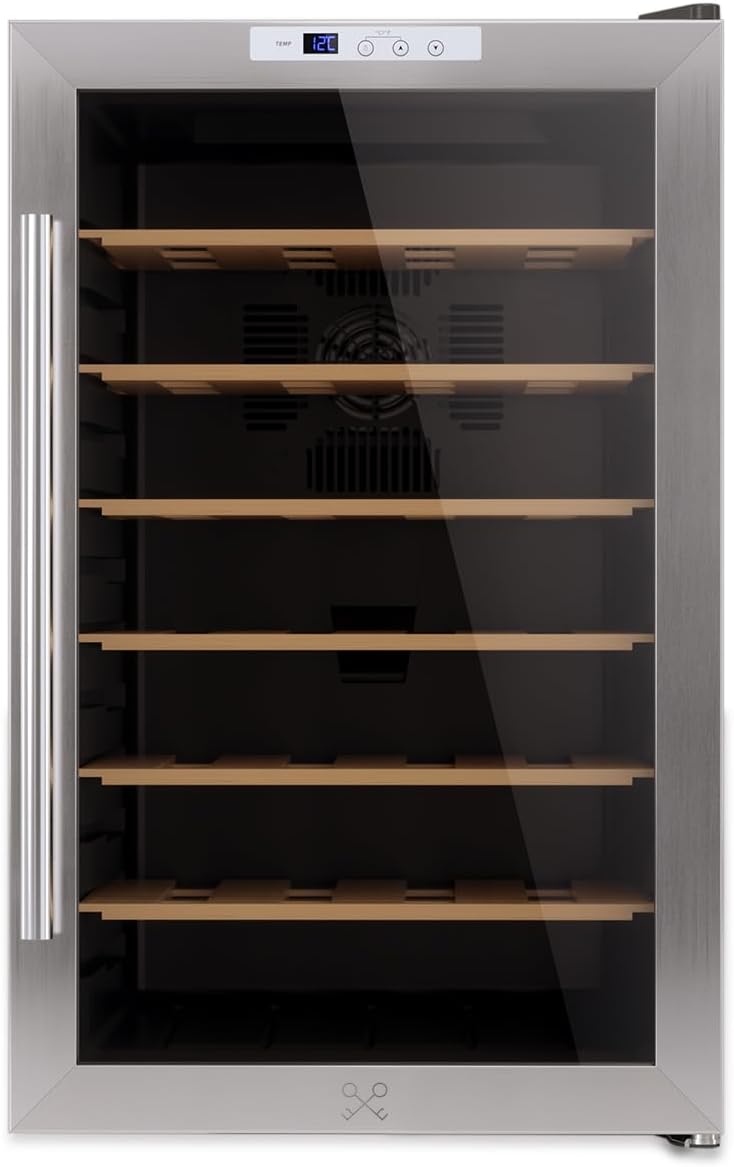 LES PETITS CHAMPS, Cantinetta vino, CAVC28, 28 bottiglie, 70 l, 18 °C, Nero, acciaio inox, illuminazione LED