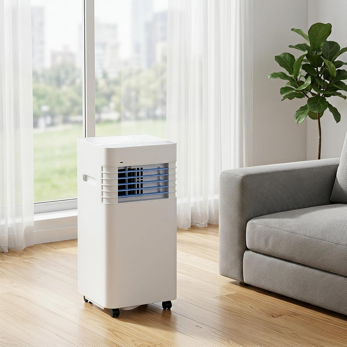 Condizionatore portatile, 14000 BTU, 28 m, 32 °C, Bianco, illuminazione LED, telecomando, timer