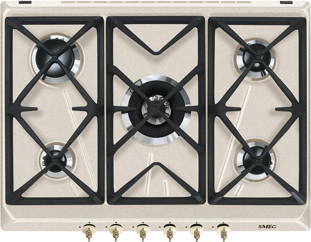 Smeg, Piano cottura a gas, SRV876AVOGH2, 2,55 kW, Nero