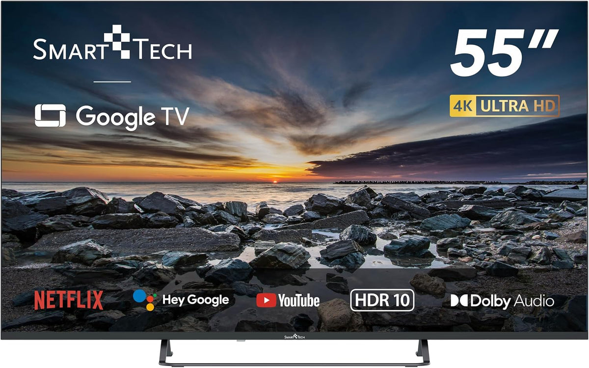 Smart Tech, Smart TV, 55UG10V3, 8 mm, 55 pollici, Nero, illuminazione LED, USB, Wi-Fi