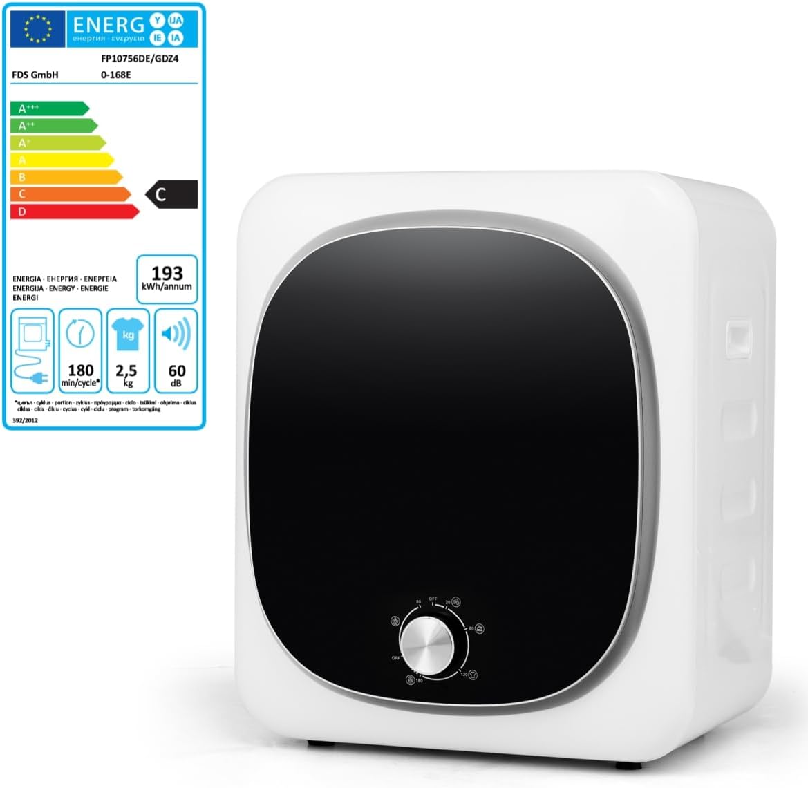 Asciugatrice, GYMAX, 800 W, 5 kg, 48 x 40 x 56 cm, Argento, acciaio inox, illuminazione LED, timer