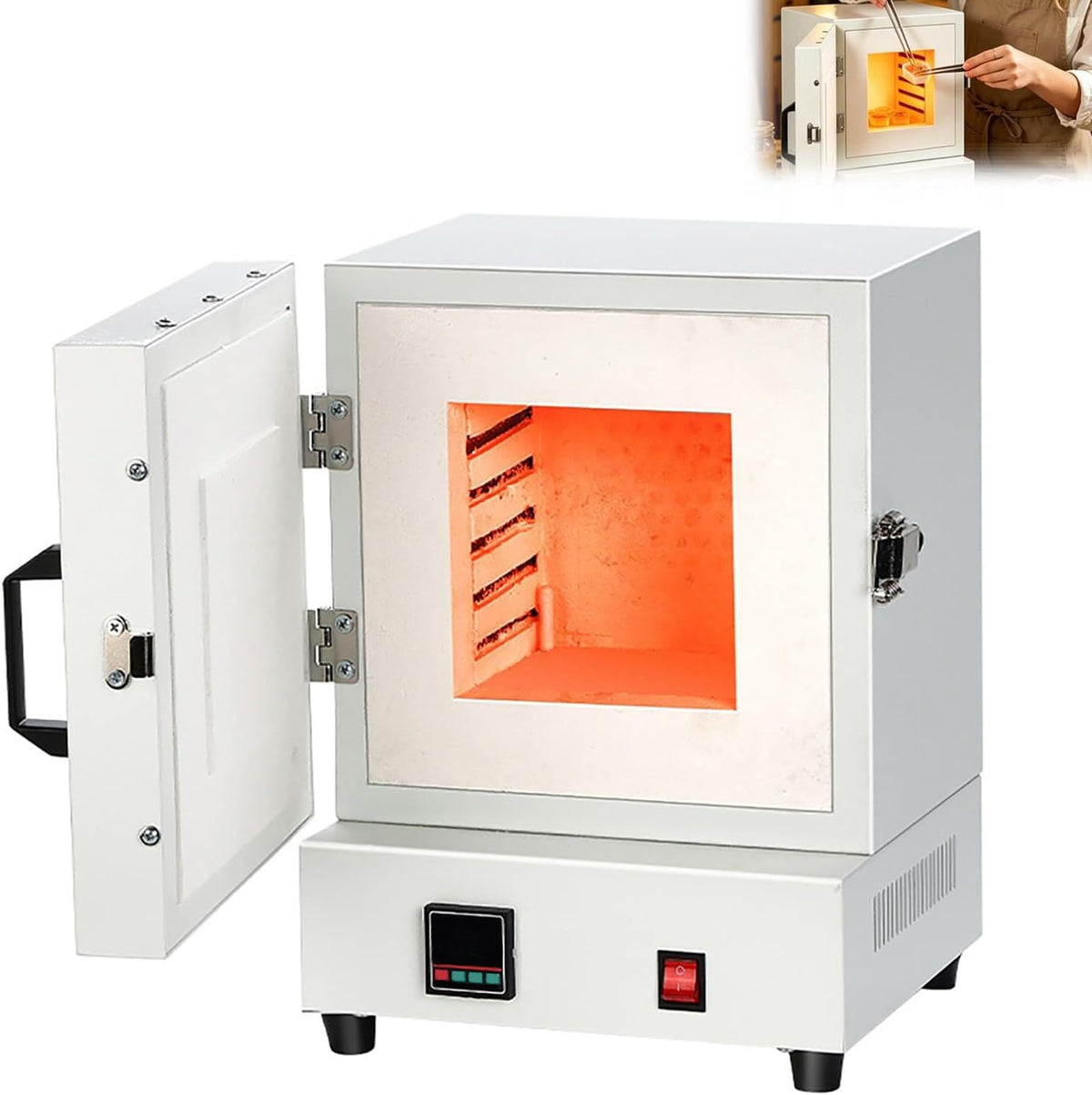 Forno elettrico, GmhXylophyte, 2000 W, 1150 °C, 16 × 16 × 13,8 cm, Nero/Argento