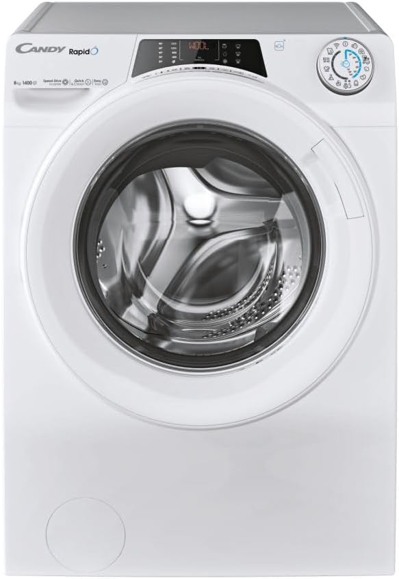 CANDY, Lavatrice, 1484DWMT/1-S, 8 kg, 58 L, 1400 Giri/min, Bianco, acciaio inox, Bluetooth, Wi-Fi, motore inverter