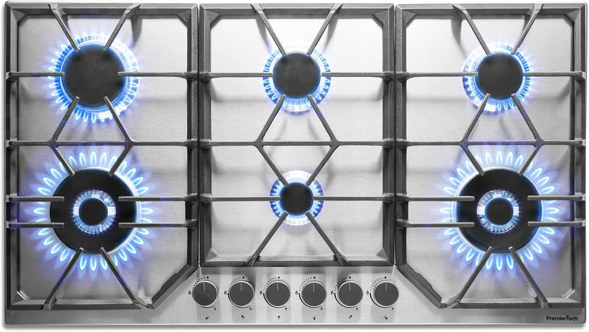PremierTech, Piano cottura a gas, PC906, 90 cm, 83 x 49 cm, Argento, acciaio inox