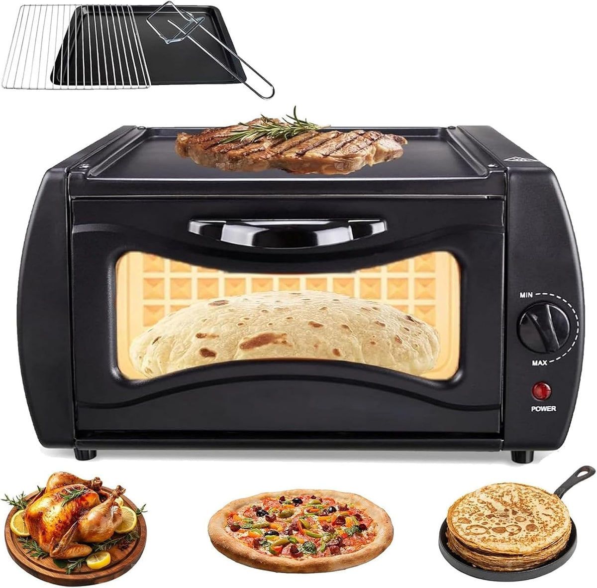 Forno elettrico, 2100 W, 15 L, 30,5 cm, Nero/Argento, acciaio inox, 2 in 1