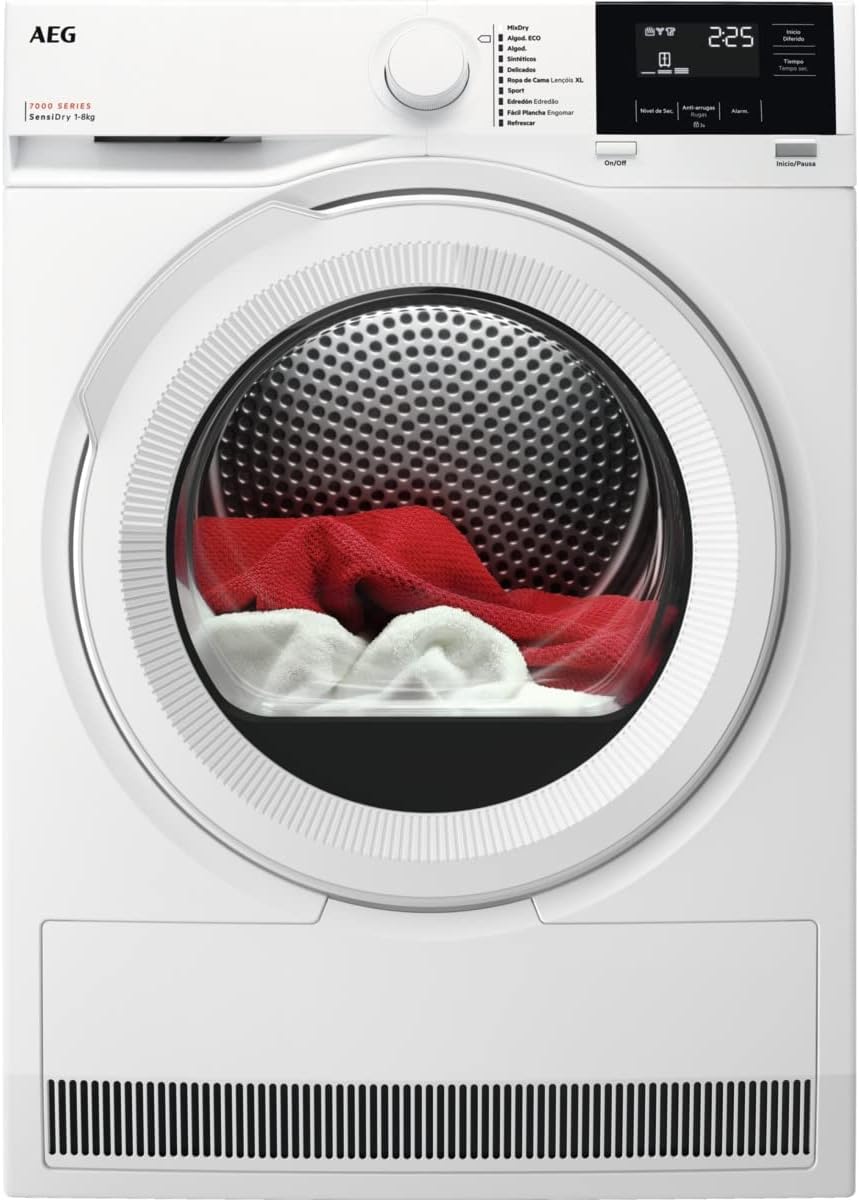 Asciugatrice, TR718L2OB, AEG, 8 kg, Bianco, illuminazione LED, pompa di calore