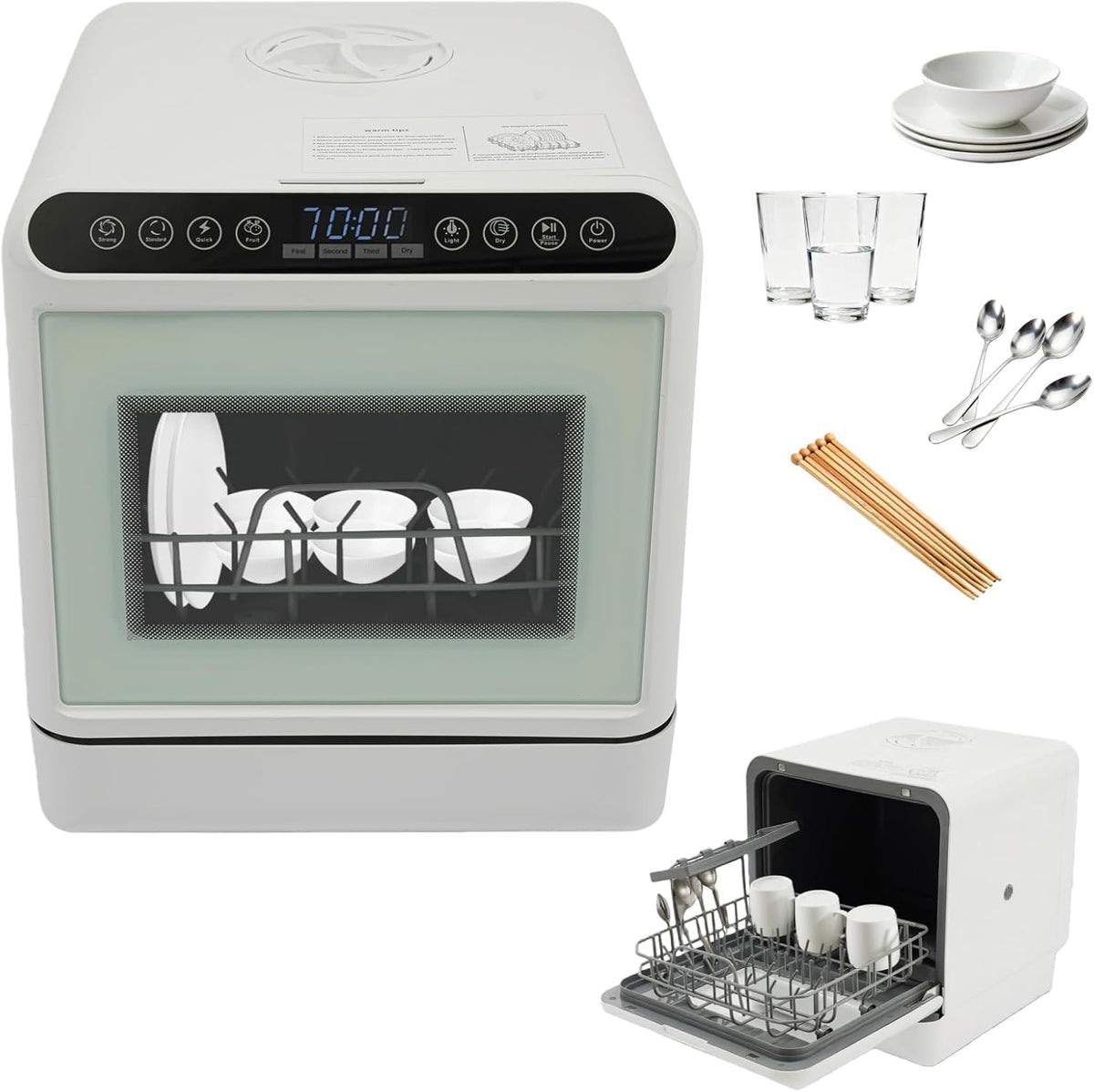Tavolo, HuKaiL, 6 l, 41 x 46 x 46 cm, 18,11 pollici, Bianco, illuminazione LED