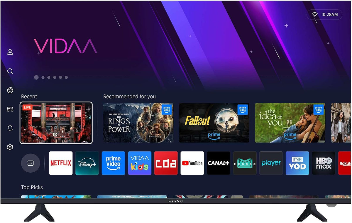 Smart TV, KIANO, 43 Pollici, Nero, illuminazione LED, USB, Wi-Fi