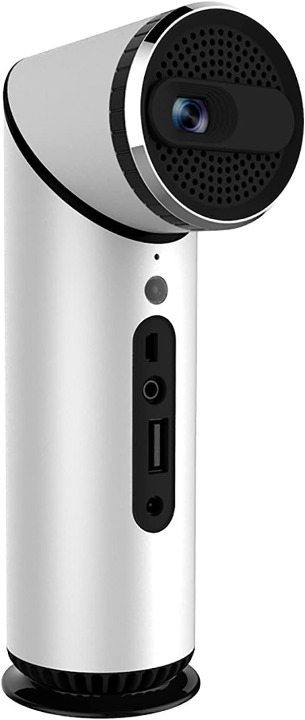 ASDNN, Proiettore, 1080P, 50 mm, 130 pollici, Bianco, alluminio, illuminazione LED, USB, Wi-Fi, funzionamento senza fili