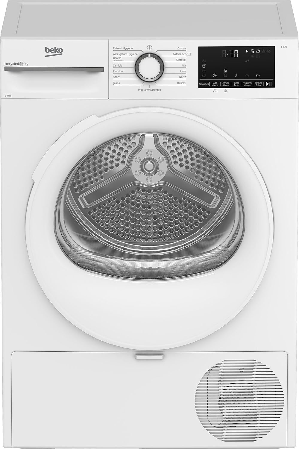 Asciugatrice, BMT481WI, Beko, 8 Kg, Bianco, motore inverter, pompa di calore