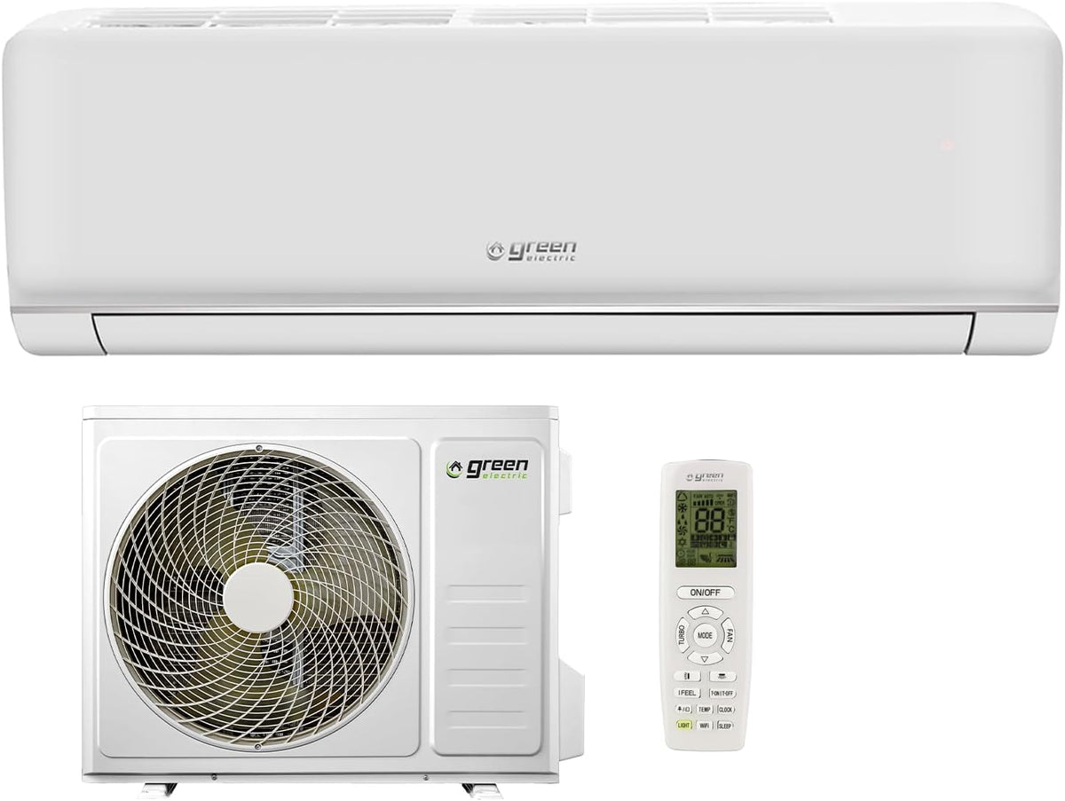 GREEN ELECTRIC, Condizionatore, R32, 18000 BTU, 5 kW, Bianco, Wi-Fi, telecomando, motore inverter, pompa di calore