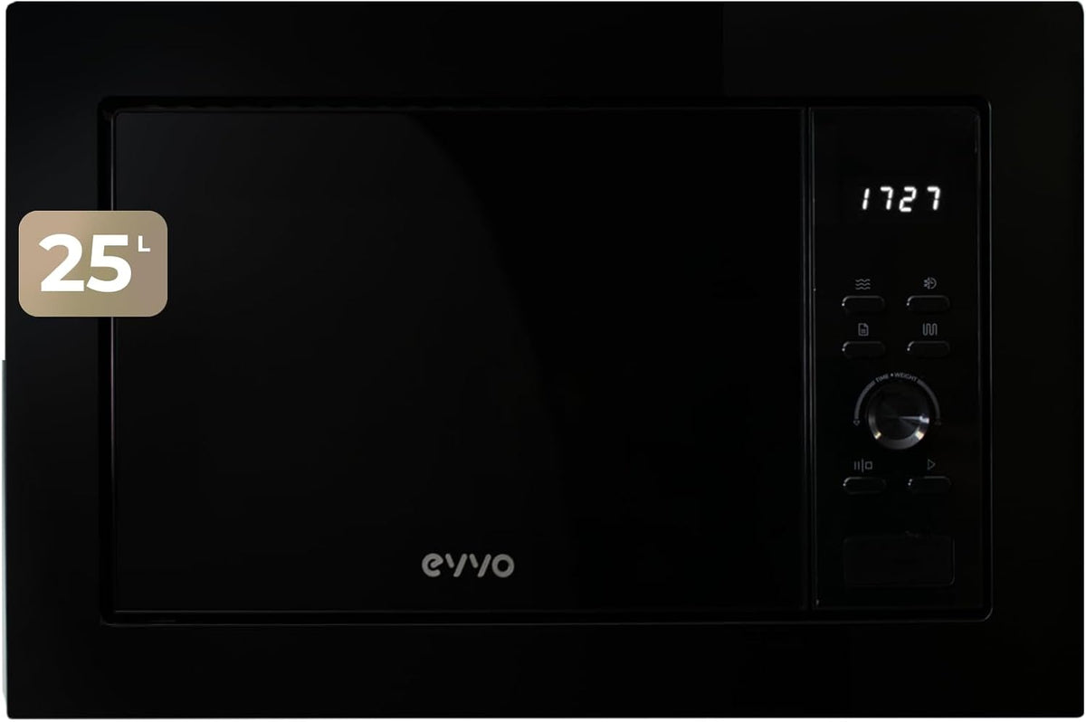 EVVO, Forno a microonde, 38,5 x 59,5 x 36,8 cm, 25 litri, Nero, timer, funzione grill