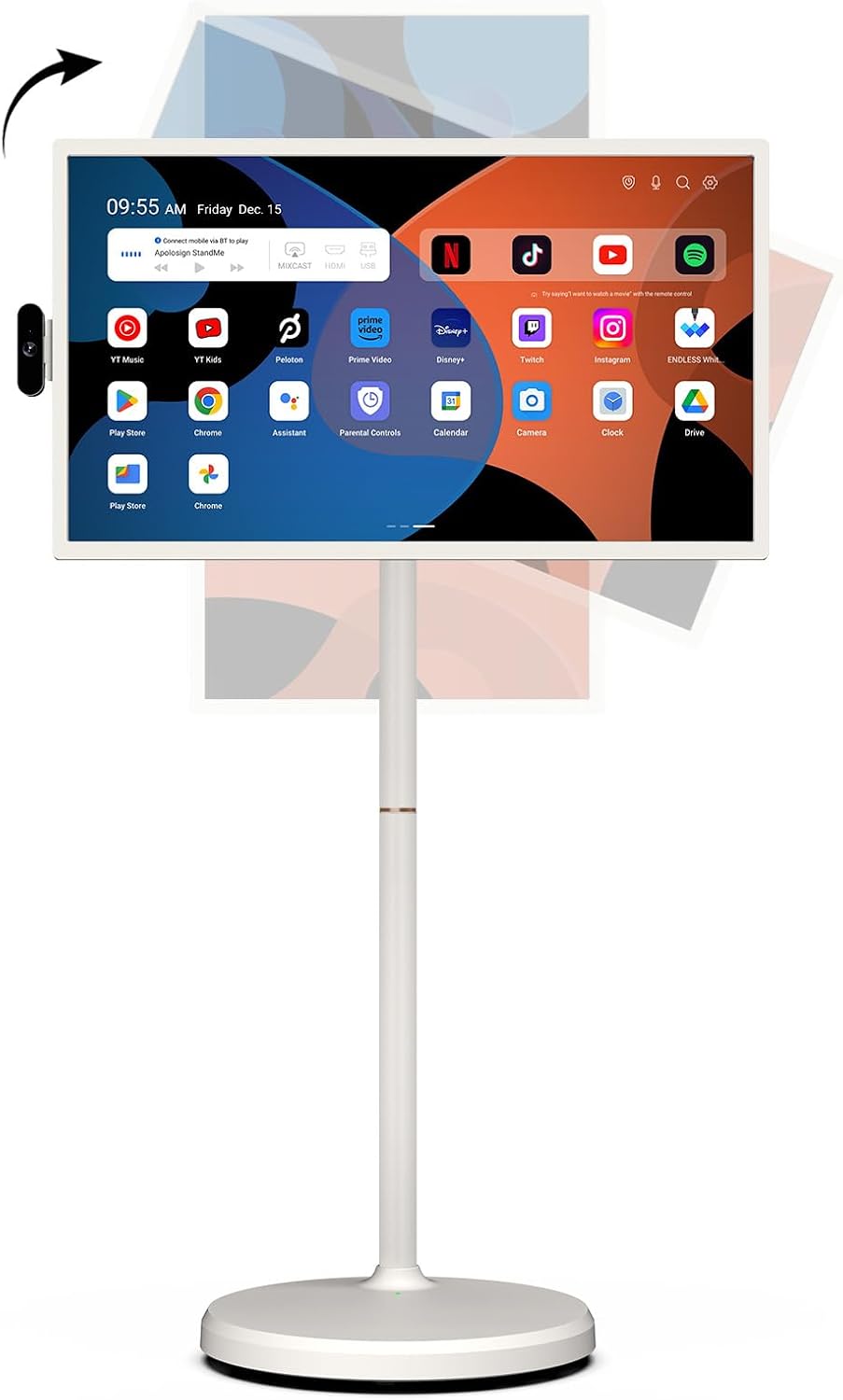 ApoloSign, Smart TV, Nero, struttura pieghevole, USB, Bluetooth, telecomando, funzionamento senza fili