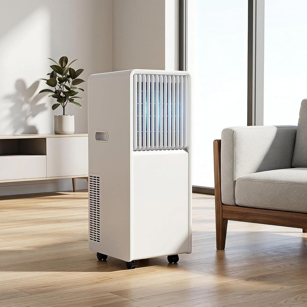 HUGGWRT, Condizionatore portatile, 12000 BTU, 16°C, 23 litri, Bianco, telecomando, timer