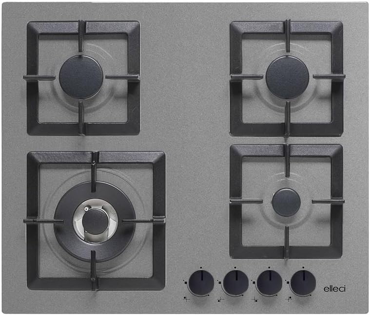 Elleci, Piano cottura a gas, 600 mm, 510 mm, 45 mm, Nero, timer