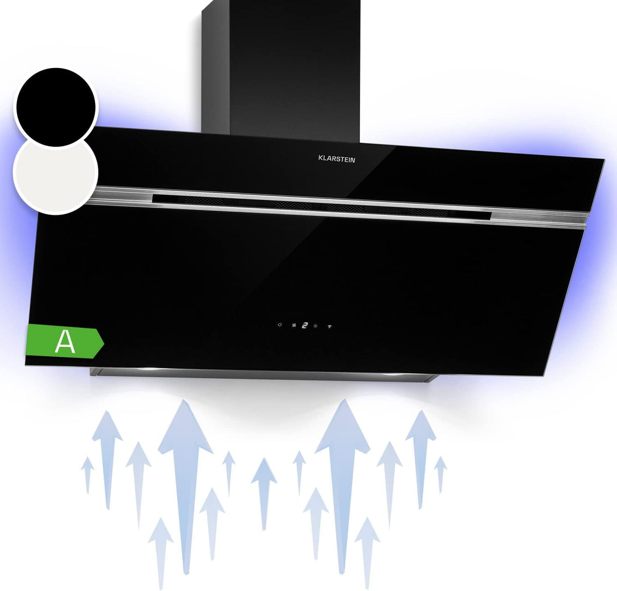 KLARSTEIN, Cappa aspirante, 615 m³/h, 63 dB, 90 cm, Nero, illuminazione LED