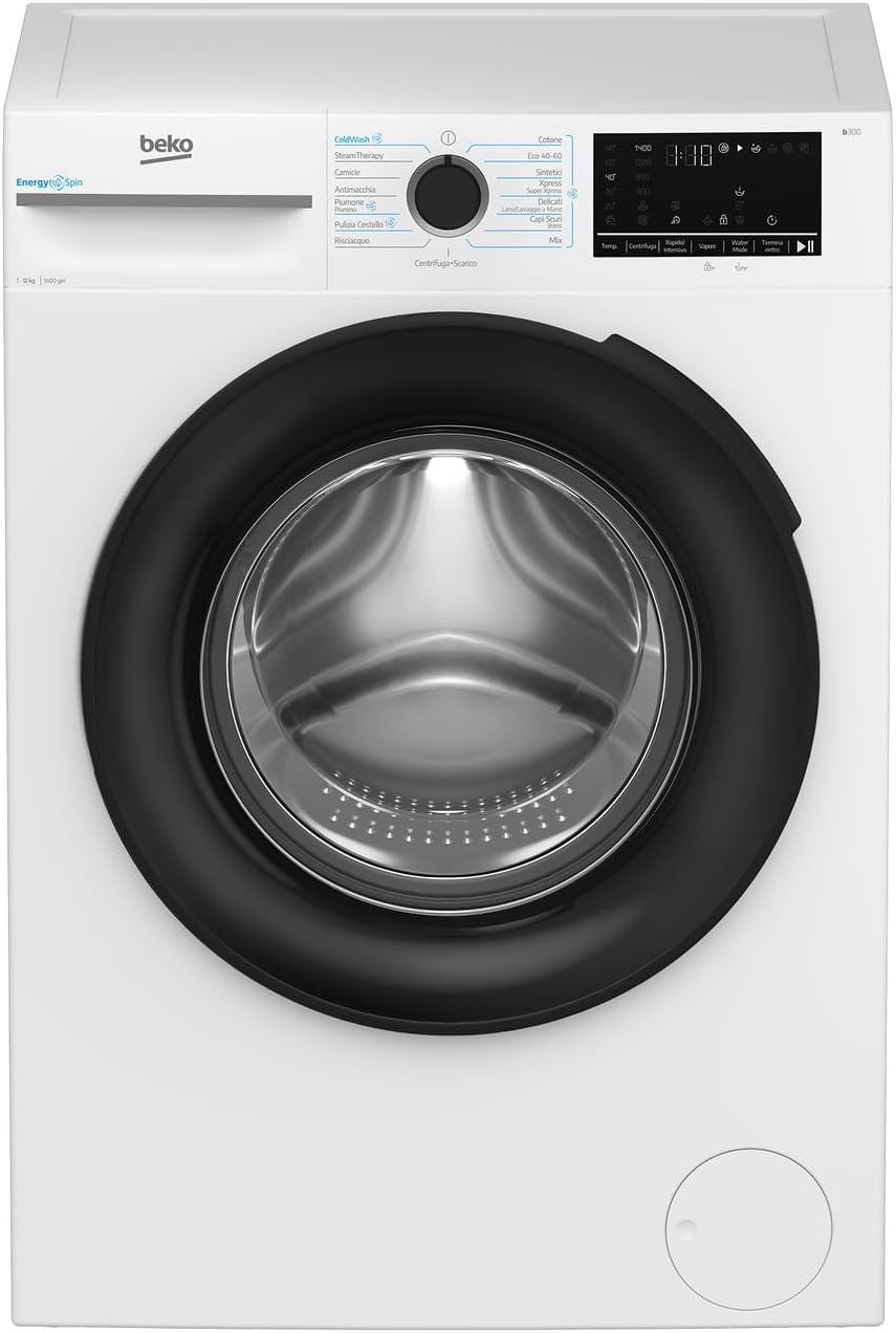 Beko, Lavatrice, BMWT31241A, 12 Kg, 1400 Giri/min, 630 mm, Bianco
