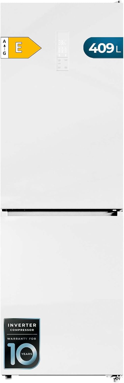 Cecotec, Frigorifero, 409 L, 185 x 59,5 cm, Bianco, No Frost, motore inverter