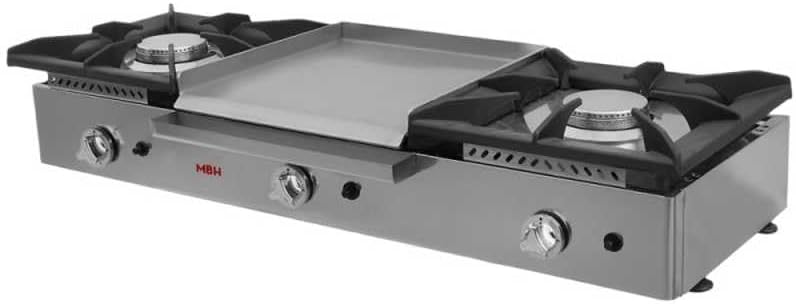 MBH - MAQUINARIA BAR HOSTELERÍA, Piano cottura a gas, 40x40 cm, 5,7 kW, 143 g, Nero, acciaio inox