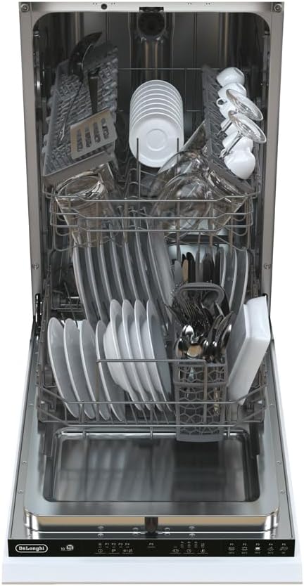Lavastoviglie, L45P52E, De'Longhi, 45 cm, 45°C, 448 mm, Bianco, illuminazione LED